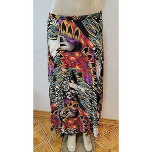 CASUAL STUDIO WOMEN'S 100%RAYON  CHIFFON MAX HIGH LOW  SKIRT SIZE L# 344